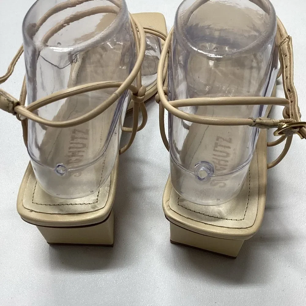 Schutz‎ Pompeii Beige Mid Ankle Strappy Sandals Size 9